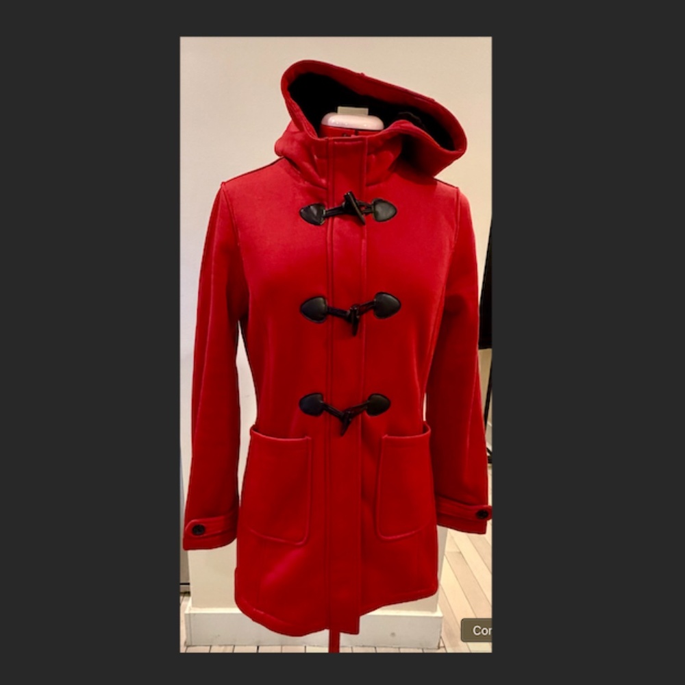 Big Chill Women's Red Pea Coat with Black Toggles